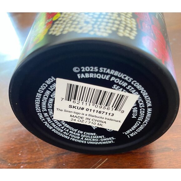 Starbucks Farm Rio Black Graphic Borogodo Rainbow Print 24 Oz Stainless Tumbler - Picture 11 of 11